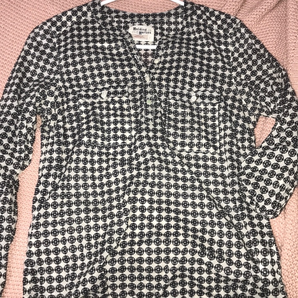 Holding Horses 3/4 sleeve half button up shirt